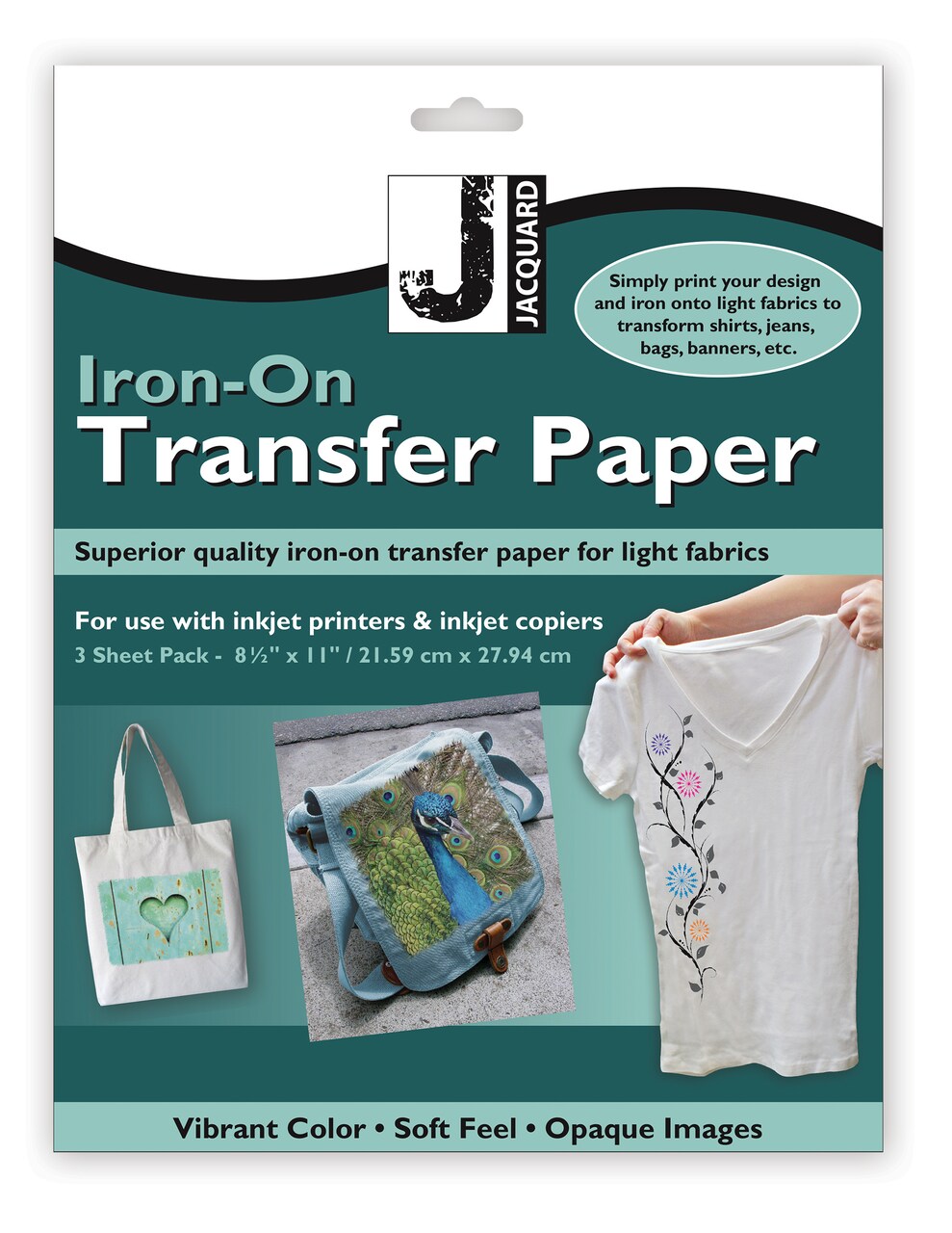 Jacquard Transfer Paper For Light Fabric, 8.5In X 11In, 3/Pkg.